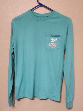 Champion Teal Long-Sleeve Pocket Tee with USF Logo